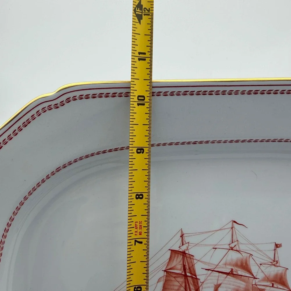 Vintage Spode Trade Winds Rust Red Ship Serving Platter 14